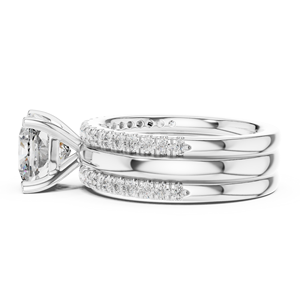 Luxury Cushion Cut Diamond Engagement <b>Ring</b> <b>Set</b> 18K White Gold Pavé Bridal Wedding <b>Ring</b> <b>Set</b> <b>for</b> <b>Women</b> - Product Image 3