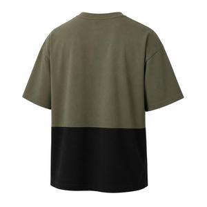 เสื้อยืดโอเวอร์ไซส์ผู้ชาย แขนสั้น คอกลม ดีไซน์สีตัดต่อ แต่งขอบตัดกัน สไตล์ลำลอง แฟชั่น - Product Image 5