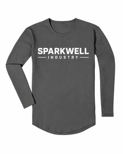 T-shirt à manches longues pour homme Sparkwell Industry, col rond, coupe classique, jersey en coton respirant, logo imprimé sur le devant - Product Image 1