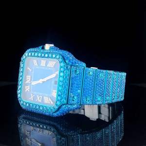 Reloj de Pulsera de Lujo para Hombre, Estilo Hip Hop, con Diamantes Cultivados en Laboratorio, Plateado y Dorado, Redondo, de Cuarzo, de Alta Calidad - Product Image 3