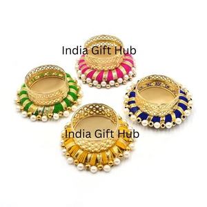 Centro de regalo de la India, soportes de luz de té multicolores hechos a mano, candelabro de Navidad Diyas para decoración del hogar, decoraciones de mesa - Product Image 1