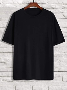 เสื้อคอกลมผ้าคอตตอนคู่สำหรับผู้ชายเสื้อลำลองผ้าคอตตอนถักแบบ100% สีทึบ - Product Image 1