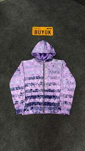 Sudadera con capucha y cremallera personalizada al por mayor, 100% algodón orgánico, forro de satén, forro polar de invierno, estilo urbano, 500g - Product Image 2