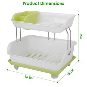 2-Tier Dish Drying Rack and Cutlery Drainer Holder <b>Kitchen</b> Organizer Storage <b>Shelf</b> - Product Image 4