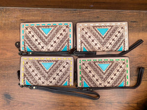 Nouveau portefeuille usiné à la main femmes coque de téléphone élégant en cuir véritable sculpté bracelet pochette portefeuille multi-utilisations portefeuilles occidentaux - Product Image 5