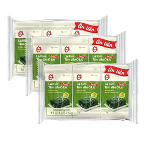 O'food Aceite de Oliva Tradicional con Algas Marinas 5g, Paquete de 3 Bolsas, Láminas de Algas Saludables Instantáneas, Snack Crujiente de Alta Calidad - Product Image 3