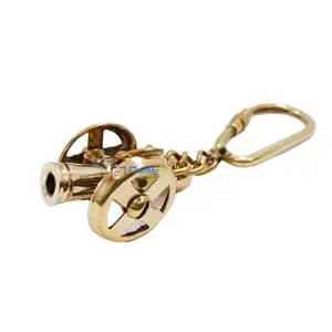 Messing Miniatuur Kanon Sleutelhanger Voor Fiets Auto Huis Sleutels Ring Nautische Ketting Hanger Sieraden Cadeau Voor Haar/Hem