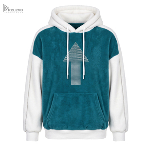 Sweat à capuche unisexe personnalisé en molleton 100 % coton épais, motif flèche en strass blanc et turquoise, avec poches - Product Image 1