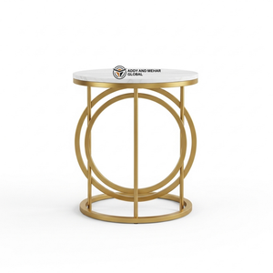 Industrial Rectangular <b>Grey</b> Marble Stool with Black Metal O-<b>Frame</b> Base Modern Geometric Side Table for Living Room & Office - Product Image 1