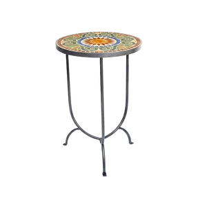Ensemble de tables d'appoint rondes en mosaïque métallique, support de plantes d'extérieur, décoration de patio vintage marocaine - Product Image 4