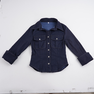 Chemise en jean pour femme, coupe droite, manches longues, col rabattu, boutonnée, décontractée, pour le bureau, automne, style vintage, effet amincissant - Product Image 3