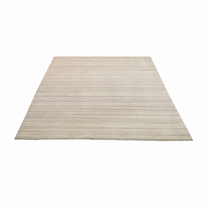 Tapis en laine DECORDEC beige ivoire à motif chevron répété, antidérapant, écologique, tufté à la main, pour salon, chambre, hôtel - Product Image 2