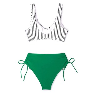 Conjunto de Bikini de 2 Piezas para Mujer, Corte Regular, con Logotipo Frontal, Color Sólido, Secado Rápido y Transpirable, MOQ Bajo, Impresión Digital - Product Image 1