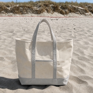 <b>Canvas</b> Tote <b>Bag</b> <b>Large</b> Size With Gray Handles And Bottom For Daily Shopping Use - Product Image 3