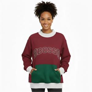 Sudadera Personalizada OEM para Mujer, Ecológica, de Poliéster/Algodón, Talla Grande, Gruesa, de Invierno, Bordada e Impresa, con Cuello Alto, para Hermandades - Product Image 6