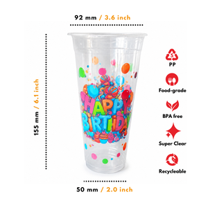 Vaso de plástico PP de polipropileno de 22 oz con impresión personalizada, tamaño alto natural para fiestas de cumpleaños, hecho en Indonesia - Product Image 4