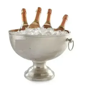 Copa de champán nueva, chapada en oro martillado, para bares, pubs, bodas, fiestas, para enfriar botellas sobre la mesa, copa de champán metálica para hielo. - Product Image 5