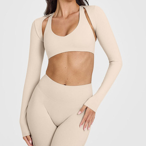 Vêtements de fitness pour femmes, hauts de yoga sans couture, couleurs unies, manches longues, crop tops de sport, ensembles de yoga respirants et à séchage rapide - Product Image 2