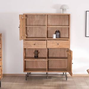 Aparador Vandana Autumn Shape en acacia y metal con frentes con diseño de rompecabezas - Product Image 3