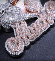 Bijoux Hip Hop personnalisés faits à la main en argent sterling 925 VVS Moissanite diamant glacé mignon lapin pendentif avec langue émaillée