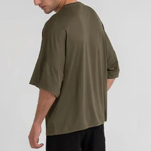T-shirt long unisexe Qelonto personnalisé avec motif, coupe oversize, 220 g/m², 100 % coton épais, écologique, décontracté, vierge à imprimer, pour hommes et femmes - Product Image 3