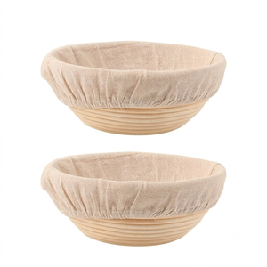 Round Bread Proofing Basket <b>Set</b> Handmade Banneton with Lid for Sourdough Bread <b>Baking</b> Factory Direct Supply - Product Image 2