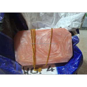 White Resin <b>Clutch</b> with <b>Black</b> Geometric Design Handmade Women Purse <b>Evening</b> Party <b>Bag</b> with Tassel Wholesale Bulk - Product Image 3