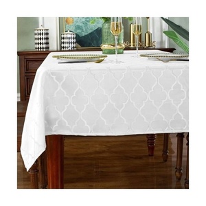 Demi Blanc Brodé 100% Coton Européen Jacquard Imperméable Anti-Huile Chaude Cuisine Géométrique Floral Nappe Rectangulaire - Product Image 1