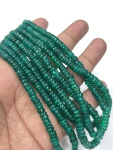 Perles de pierres précieuses de haute qualité pour la fabrication de bijoux, 17 pouces, onyx vert naturel, forme de pneu lisse, taille 6-7 mm - Product Image 4