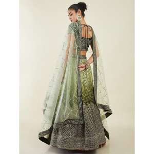 Sorprendente lentejuelas verdes arte seda novio desgaste elegante boda Lehenga Choli con características de comodidad Premium - Product Image 6