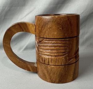 \ Taza de cuerno para beber vikingo con base de madera Taza de cuerno para beber de la India - Product Image 1