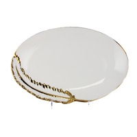Service de table formel en céramique blanc pur, grand modèle, avec bordure dorée peinte à la main, assiettes carrées, écologique, sans BPA