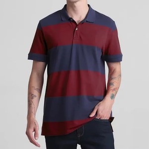 Men's Red And Navy <b>Blue</b> Color Blocked Short Sleeve <b>Polo</b> <b>Shirt</b> Casual Knitted Design Wholesale Supplier Custom LOGO Print 2026 - Product Image 2