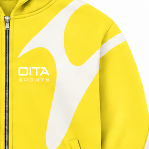 Lemon Yellow Contrast Panel Zip Up Hoodie Men Streetwear Full Zipper Long Sleeve Casual <b>Fleece</b> <b>Hooded</b> <b>Jacket</b> With Pockets - Product Image 5
