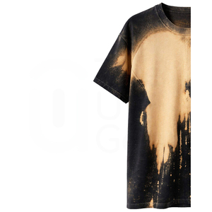 T-shirt tricoté oversize pour homme, teinture dégradée, manches courtes, col rond, coupe décontractée ample, 100% coton, 200 grammes, couleur unie - Product Image 2