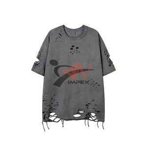 เสื้อยืดโอเวอร์ไซส์ผู้ชายสีพื้นแบบดิสเทรส ระบายอากาศได้ดี ดีไซน์สวยที่สุด เสื้อยืดโอเวอร์ไซส์ผู้ชายแบบดิสเทรส - Product Image 1