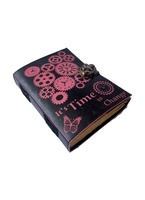 Time Machine Gaufrage Antique Livre Sort Charmed Cuir À La Main Deckle Bord Papier Rose Noir Vintage Carnet De Croquis Planificateur Cadeau