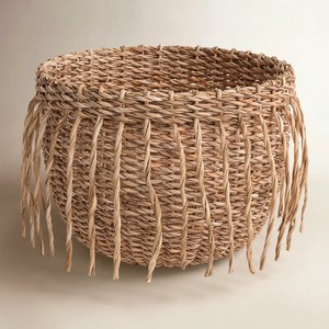 Seagrass <b>basket</b> with tassels Handmade <b>Storage</b> <b>Basket</b> Wholesale eco-friendly Made in Vietnam - Product Image 1