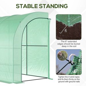 Serra a tettoia walk-in in vetro temperato 3x1,5m con 2 porte, finestre, copertura in PE e 3 ripiani per uso giardino - Product Image 4