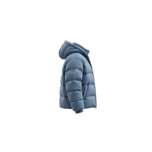 Veste matelassée à capuche bleue pour homme, coupe classique, rembourrage en polyester, imperméable, coupe-vent, fermeture éclair sur le devant, style sportif, vêtements décontractés d'automne - Product Image 5