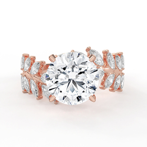 แหวนหมั้นเพชรทรงกลมเจียระไนแบบบริลเลียนท์ 2.8 กะรัต ทองคำแท้ 14K 18K ประดับด้วยใบไม้รูปทรงมาควิส พร้อมแหวนแต่งงานสำหรับผู้หญิง - Product Image 1