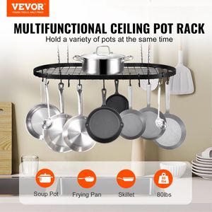 Portavasi Sospeso da 32 Pollici con Montaggio a Soffitto e 12 Ganci a S, Capacità di Carico 80 Libbre, Soluzione di Stoccaggio per Cucina - Product Image 2