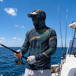 Custom integrated <b>face</b> cover fishing shirt performance fishing <b>mask</b> hoodie offshore fishing <b>face</b> cover for brands - Product Image 3