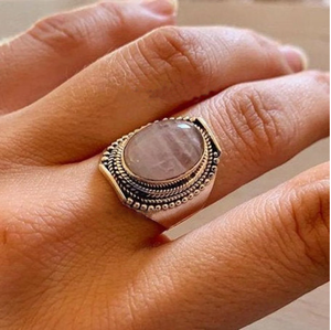 Bague en quartz rose, argent sterling 925, sertissage classique, cadeau d'anniversaire pour femme - Product Image 2