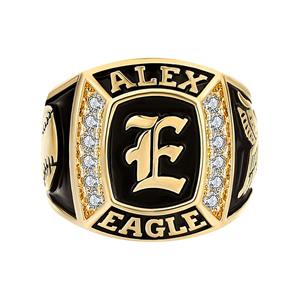 Anillo de Plata de Ley 925 con Inicial y Piedra de Nacimiento Cuadrada de Circonita Cúbica para Hombre, Personalizado, Anillo de Escuela Secundaria o Universidad - Product Image 2