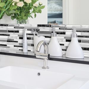 Autocollants muraux classiques 10 pièces 10 pouces x 10 pouces pour la rénovation de cuisine, chambre et salle de bain, carreaux adhésifs pour la décoration de la maison Waassic C - Product Image 4