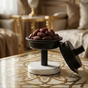 Juego de 3 cuencos clásicos de metal para dátiles con bandeja, acabado mate, para servir dátiles en el hogar, hotel, catering y hostelería. - Product Image 6