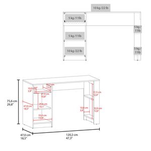 โต๊ะคอมพิวเตอร์สีขาว 1 ลิ้นชัก 2 ชั้นวาง - Product Image 4