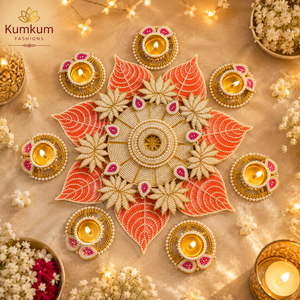 New Arrival Handmade Eco-Friendly Traditional Indian Floral Rangoli Set Tealight <b>Candle</b> <b>Holder</b> Christmas Diwali Pooja Wedding - Product Image 1