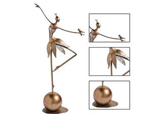 Elegante conjunto de esculturas de bailarinas en metal con acabado dorado, figuritas decorativas ideales para decoración del hogar, estudio de baile y regalo para habitación de niñas. - Product Image 5